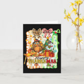 Carte Happy Thanksmas Turkey Thanksgiving Ne Tree Christ (Fleur jaune)