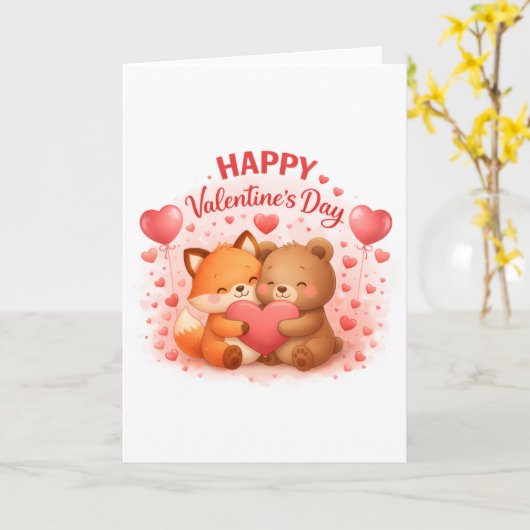 Carte Happy Valentine’s Day Cute Design (Fleur jaune)