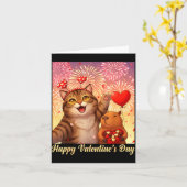 Carte Happy Valentines 2026 Cute Cat Capybara Party Art  (Fleur jaune)