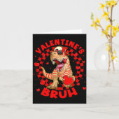 Carte Happy Valentine's Bruh Funny Dinosaur Valentine Me (Fleur jaune)