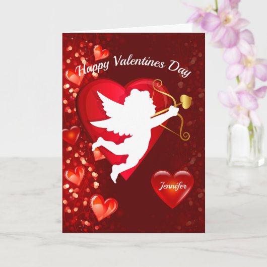 Carte Happy Valentine's Day Card Personalize Name (Orchidée)