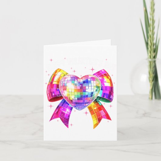 Carte Happy Valentine's Day Coquette Disco Ball Heart Gi (Devant)