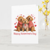 Carte Happy Valentines Day Goldendoodle Dogs (Fleur jaune)