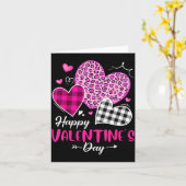 Carte Happy Valentine's Day Leopard And Plaid Hearts Gir (Fleur jaune)