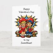 Carte Happy Valentine's Day | Retro Pop Art Vintage (Devant)