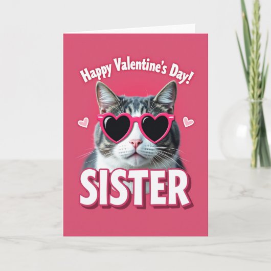 Carte Happy Valentines Day Sister Cat Card (Devant)