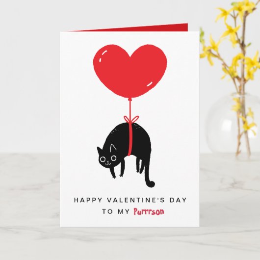 Carte Happy Valentine's Day To My Purrrson Cat  (Fleur jaune)