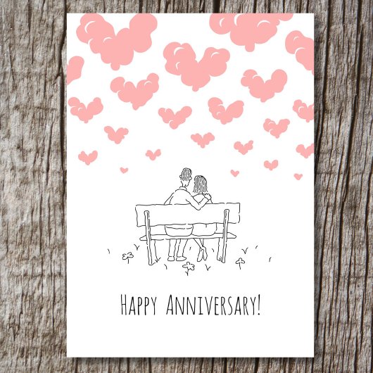 Carte Happy Wedding Anniversary Married Couple Hearts