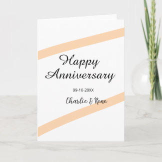 Carte Happy wedding anniversary orange pastel lines name