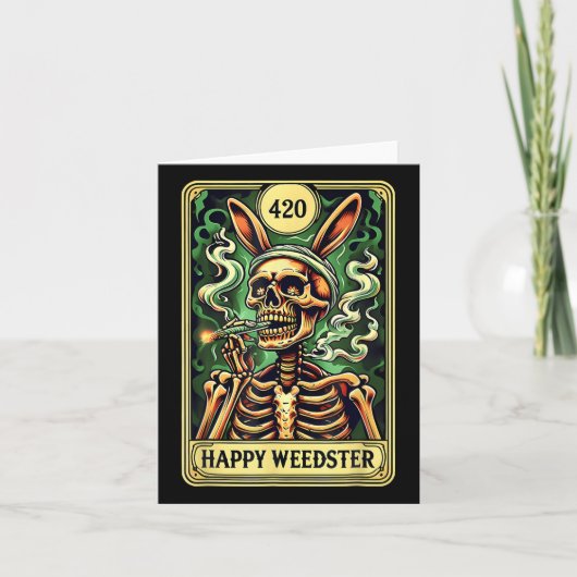 Carte Happy Weedster Easter Skeleton Fumer Weed Tarot (Devant)