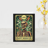 Carte Happy Weedster Easter Skeleton Fumer Weed Tarot (Fleur jaune)