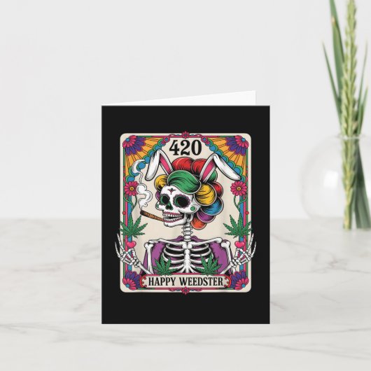 Carte Happy Weedster Easter Skeleton Fumer Weed Tarot (Devant)