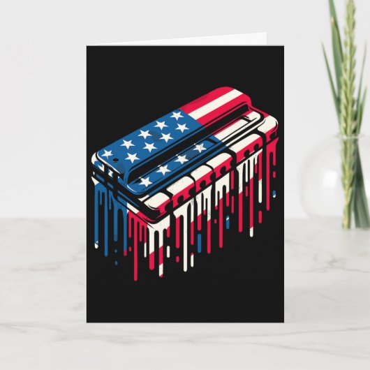 Carte Harmonica à gouttes de peinture Drapeau américain (Devant)