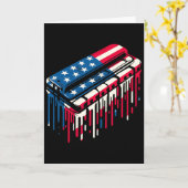 Carte Harmonica à gouttes de peinture Drapeau américain (Fleur jaune)