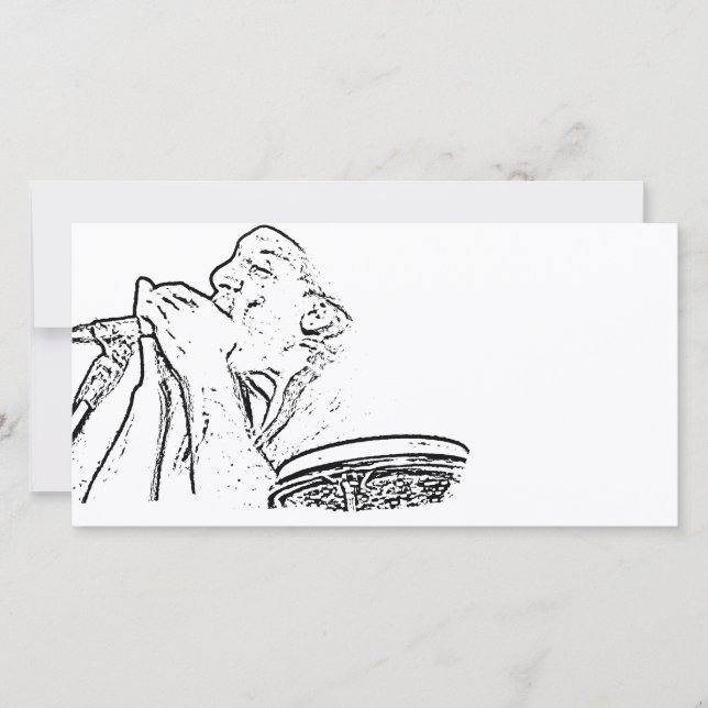 Carte Harmonica player with drum outline (Devant)
