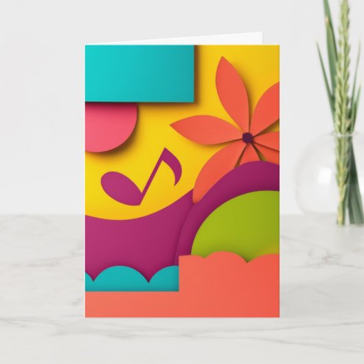 Carte Harmonie de Fleur de Papier Superposée (Devant)