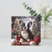 Carte Harmonie festive Frenchie personnalisable (Debout devant)