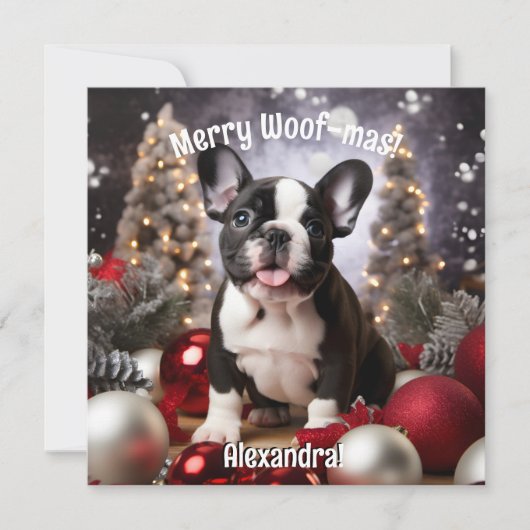 Carte Harmonie festive Frenchie personnalisable (Devant)