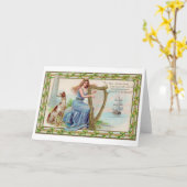 Carte Harpe et chien, Shamrock, Saint Patrick's Day, Vin (Fleur jaune)