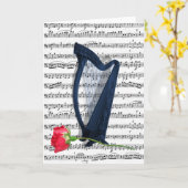 Carte Harpe et roses bleus (Fleur jaune)