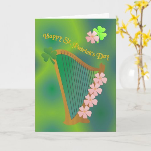 Carte harpe irlandaise (Fleur jaune)