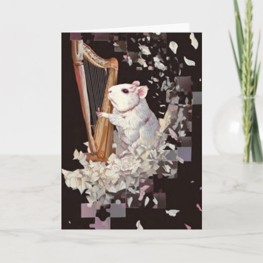 Carte Harpist Rat Greeting Card – Minimal Elegance (Devant)