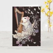 Carte Harpist Rat Greeting Card – Minimal Elegance (Fleur jaune)