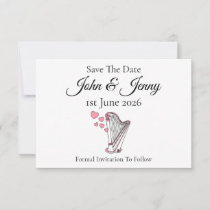 Carte Harpiste Harpe Musicien Mariage Sauvegarder La Dat