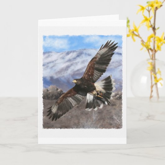 Carte Harris Hawk - pastel Card (Fleur jaune)