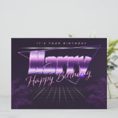 Carte Harry Name Prénom lila retro (Debout devant)