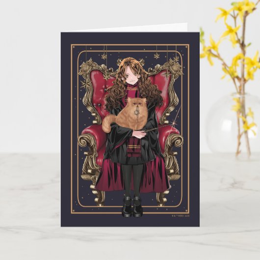 Carte HARRY POTTER™ | Anime Hermione Granger assis (Fleur jaune)