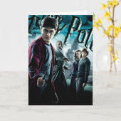 Carte Harry Potter avec Dumbledore Ron et Hermione 1 (Fleur jaune)