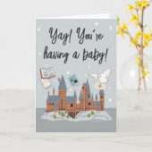 Carte Harry Potter | Baby shower du château de Hogwarts (Fleur jaune)