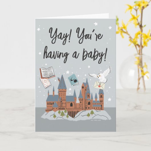Carte Harry Potter | Baby shower du château de Hogwarts (Fleur jaune)