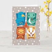 CARTE HARRY POTTER™ | CARTOON HOGWARTS™ MAISONS (Fleur jaune)