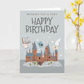 Carte Harry Potter | Château de Hogwarts Anniversaire (Fleur jaune)