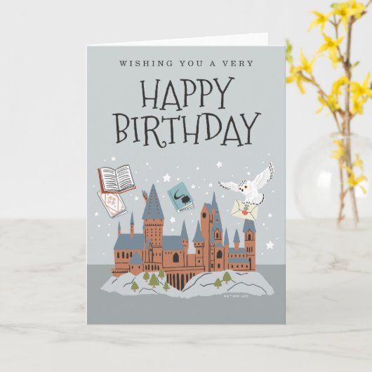 Carte Harry Potter | Château de Hogwarts Anniversaire (Fleur jaune)