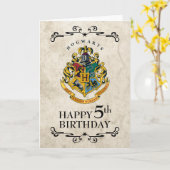 Carte Harry Potter Cimier de Poudlard Joyeux 5e annivers (Fleur jaune)