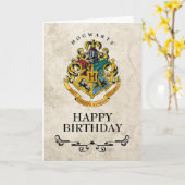 Carte Harry Potter Cimier de Poudlard Joyeux anniversair (Fleur jaune)