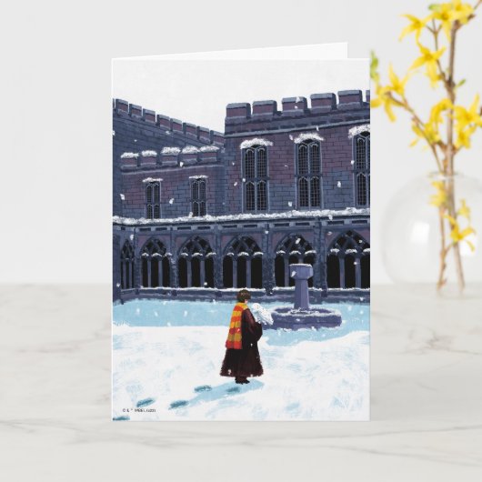 Carte HARRY POTTER™ et Hedwig dans la cour de HOGWARTS™ (Fleur jaune)