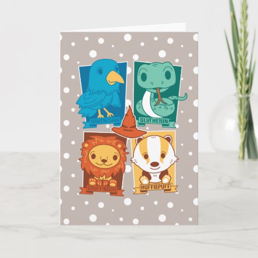 CARTE HARRY POTTER™ | MAISONS DE HOGWARTS EN DESSIN ANIM (Devant)