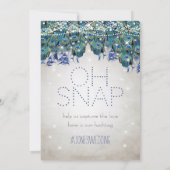 Carte Hashtag Mariage Peacock Blue Silver OH Snap (Dos)