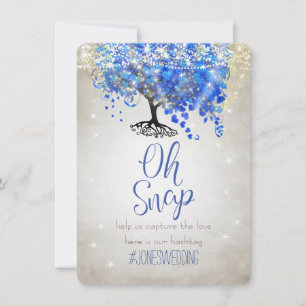 Carte Hashtag Royal Blue Heart Leaf Tree Silver Mariage