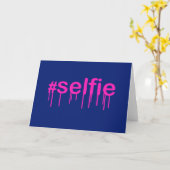 Carte Hashtag Selfie Drooling en bleu (Fleur jaune)