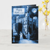 Carte Hauné Château Gothic Happy Halloween (Fleur jaune)