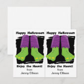 Carte Hauné Monster Feet School Party Halloween (Devant / Derrière)