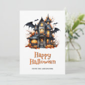 Carte Haunée Victoria House Bats Ghost Halloween (Debout devant)
