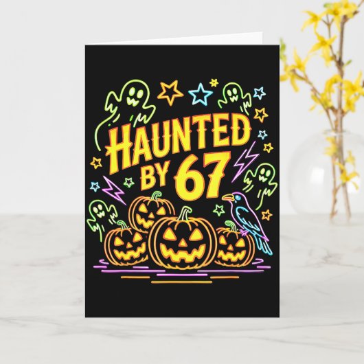 Carte Haunted By 67 Funny Ghost And Pumpkin Halloween  (Fleur jaune)