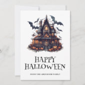 Carte Haunted House Bats Citrouille Halloween (Devant)