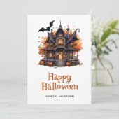 Carte Haunted House Citrouille Bats Ghost Hallowee (Debout devant)